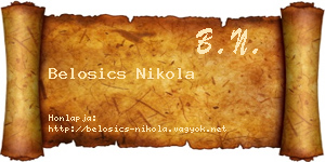 Belosics Nikola névjegykártya